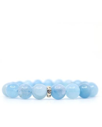 Shar Oke Sterling Silver & Aquamarine Beaded Bracelet - Blue