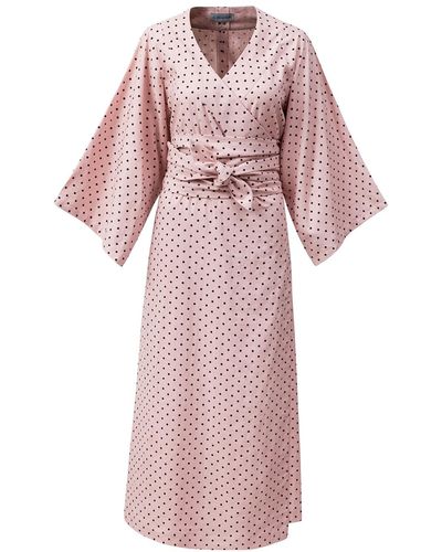 LA FEMME MIMI Wrap Dress Kimono Style - Pink