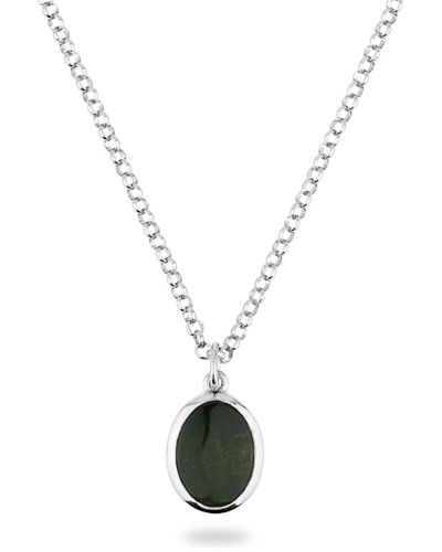 Phira London Jamestown Green Bloodstone Oval Stone Necklace & Pendant - Metallic
