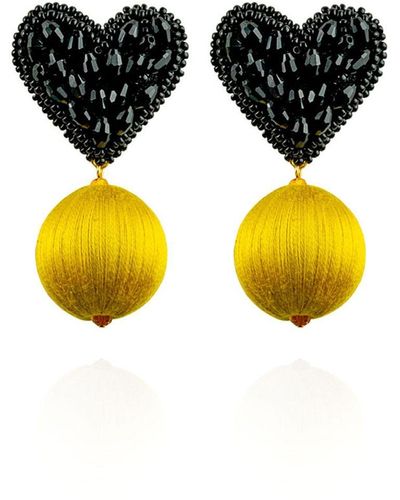 Saule Label Luisa Earrings In Marigold Black - Yellow