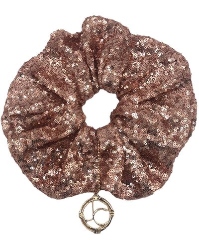 Julia Clancey Oh Halo Rose Gold Sequin Scrunchy - Brown