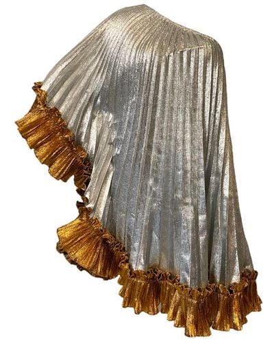 Julia Clancey Luxe Lady Mini Ophelia & Gold Pleated Kaftan - Grey
