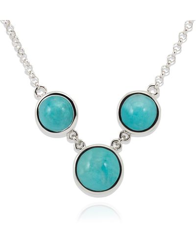Vintouch Italy Satellite Sterling Silver Amazonite Necklace - Green