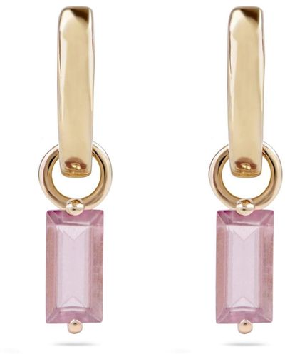 Zohreh V. Jewellery Pink Tourmaline Baguette Hoop Earrings 9k Gold - Metallic