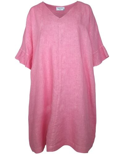 Haris Cotton Cami Ruffled Sleeves Linen Dress - Pink