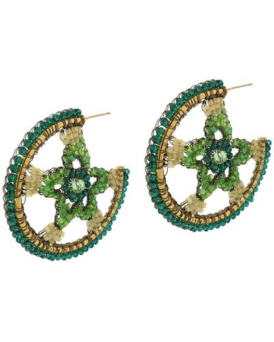 Lavish by Tricia Milaneze Forest Mix Clio Handmade Crochet Hoops - Green