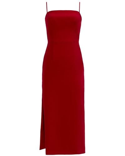 Nomi Fame Amara Wine Midi Dress With Adjustable Straps - Red
