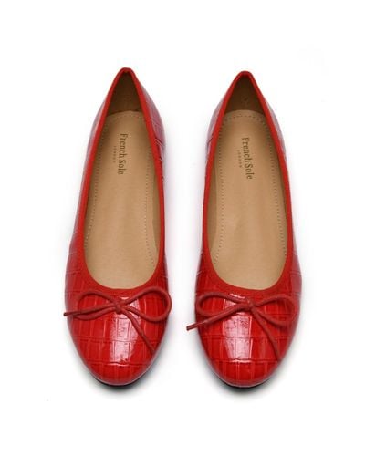 French Sole Amelie Patent Crocodile Leather - Red