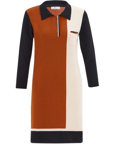 Peraluna Color-block Polo Neck Midi Knit Dress - Brown