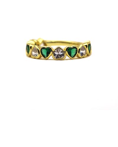 VicStoneNYC Fine Jewelry Green Heart Ring - Yellow