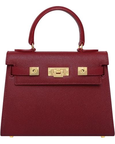 Lalage Beaumont Maya Midi Dolomite Pebble Print Calf Leather Handbag - Red