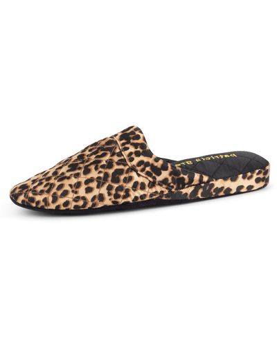 Patricia Green Jackie Satin Quilted Slipper Leopard - Brown