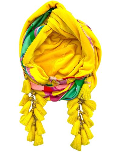 Julia Clancey Jcjc Mini Multicolour Sunshine Chacha Organic Reversable Turban - Yellow