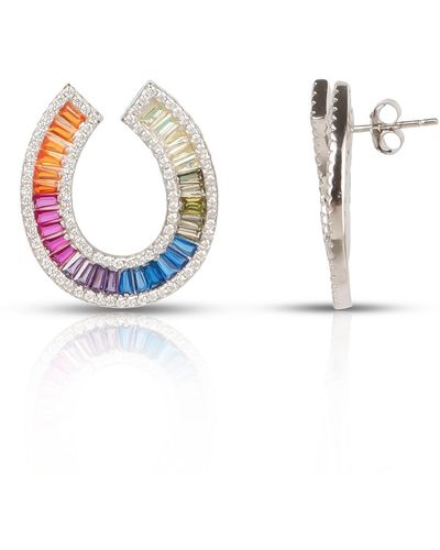 Ep Designs Rainbow Baguette Stud Earring - Metallic