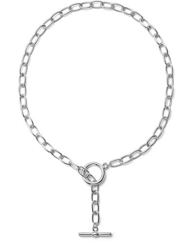 Undefined Jewelry Bold Round Cain T-bar Necklace - Metallic