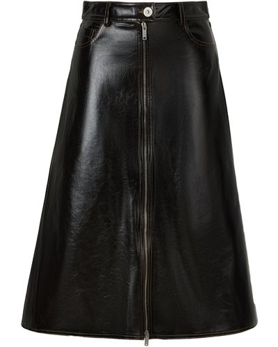 Nocturne Tumbled Leather Skirt - Black