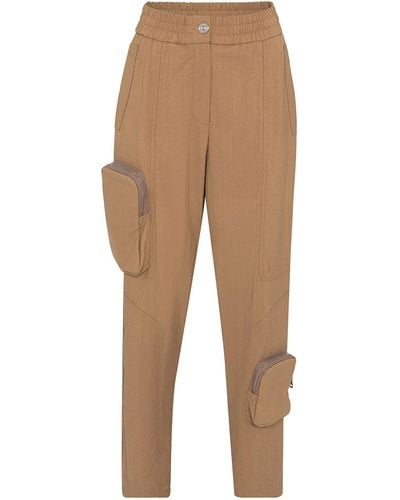 Nocturne High Waist Boyfriend Trousers With Cargo Pockets - Natural
