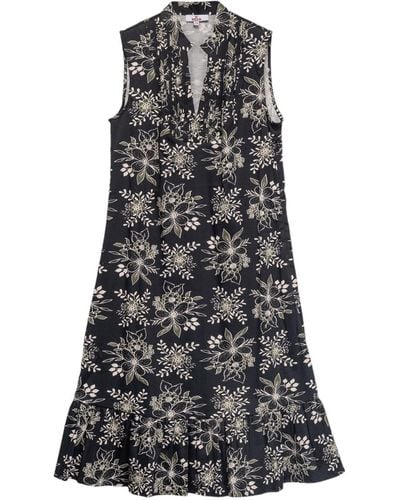 Niza Short Dress With Lace And Floral Print - Grey