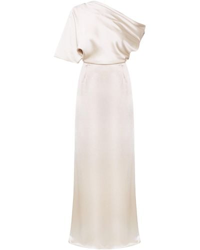 UNDRESS Neutrals Helen Champagne Satin Asymmetric Maxi Dress - White