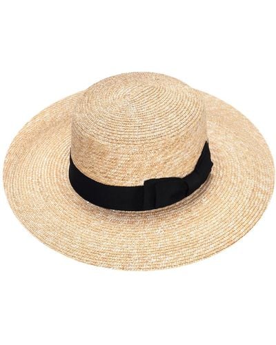 Justine Hats Neutrals Wide Classic Summer Boater Hat - Black