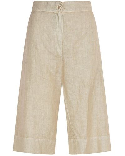 Haris Cotton Neutrals Linen Curve Trousers - Natural