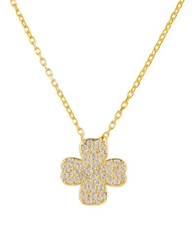 LÁTELITA London Yellow Gold Plated Lucky Four Leaf Clover Necklace - Metallic