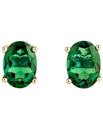 Juvetti Ova White Gold Earrings Set With Emerald - Green
