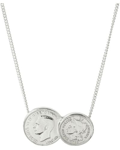 Katie Mullally American / English Double Coin Necklace - Metallic