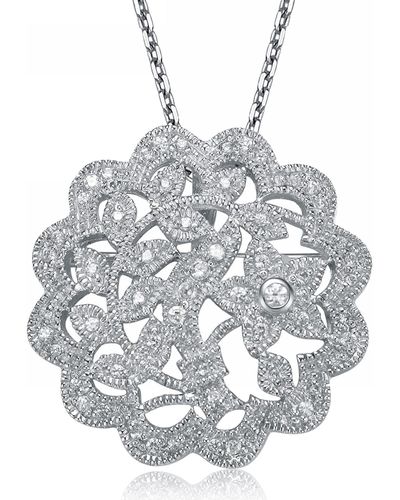 Genevive Jewelry Sterling Silver Cubic Zirconia Round Vine Necklace - Metallic