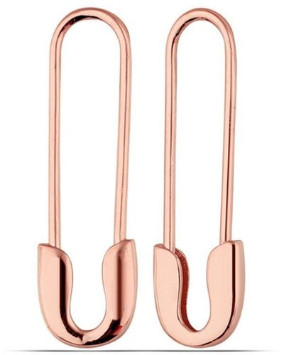 Spero London Sterling Silver Safety Pin Earring - Pink