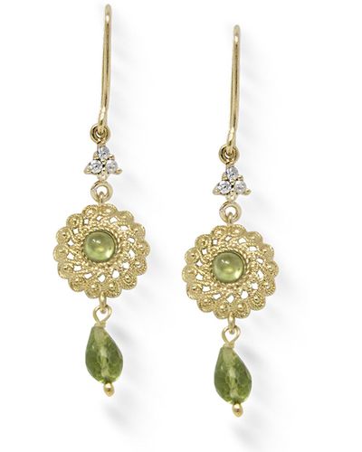 Vintouch Italy Filigrana Gold-plated Peridot Earrings - Green