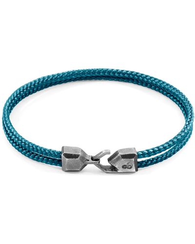 Anchor and Crew Ocean Cromer Silver & Rope Bracelet - Blue