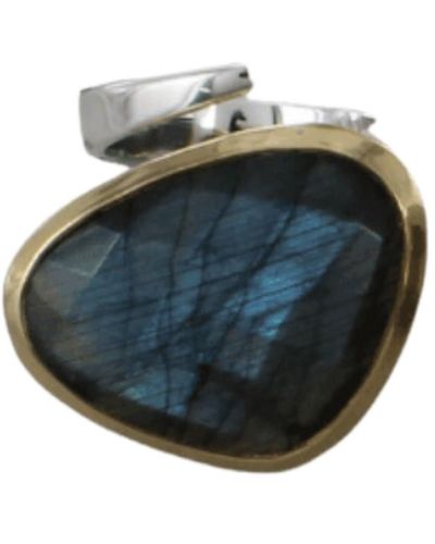 Reeves & Reeves Maharani Silver And Gold Plated Supersize Ring - Blue