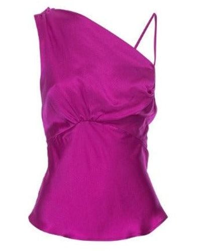 LAHIVE Thalia Silk Draped Blouse - Purple