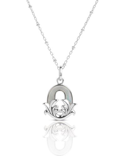 Kasun Solid O Initial Necklace With Mother Of Pearl - Metallic