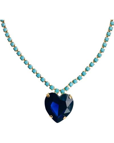 The Pink Reef Heart Of The Ocean Necklace Navy - Blue