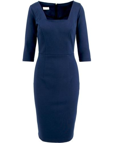 ROSERRY Kensington Zipped Jersey Midi Dress In Navy - Blue