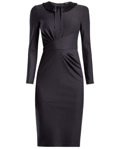 Rumour London Rebecca Soft Jersey Dress With Waistline Drapes And A Detachable Collar - Black