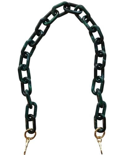 CLOSET REHAB Chain Link Short Acrylic Purse Strap In Emerald - Black