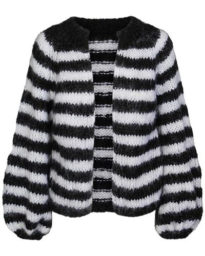 tirillm "soy" H& Knitted Chunky Mohair Cardigan - Black