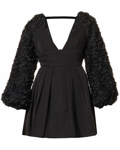 Amy Lynn Brooklyn Puff Sleeve Mini Dress - Black