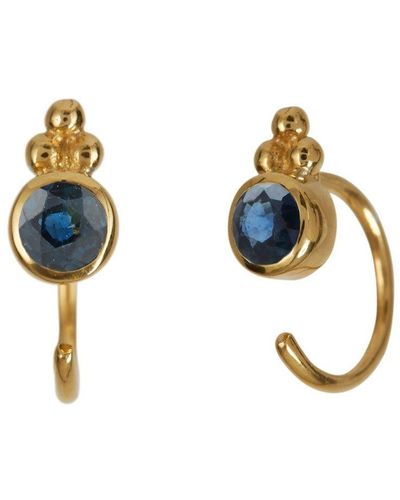 Charlotte's Web Jewellery Holi Jewel Vermeil Stud Hoop Earrings - Blue