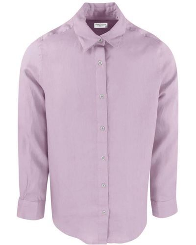 Haris Cotton Linen Basic Long-sleeved Shirt-violet - Purple