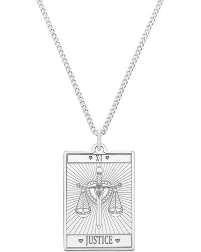 CarterGore Large Sterling Silver "justice" Tarot Card Necklace - White
