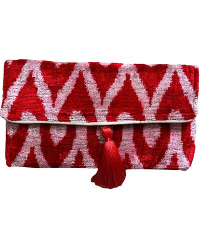 PUNICA & Pink Ikat Clutch - Red