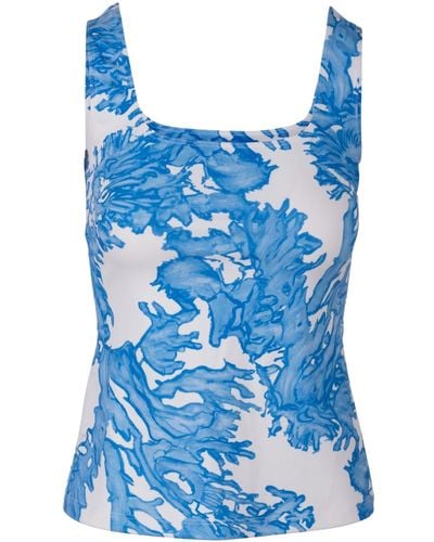 Ala von Auersperg Caterina Stretch Knit Tank Top In Coral - Blue