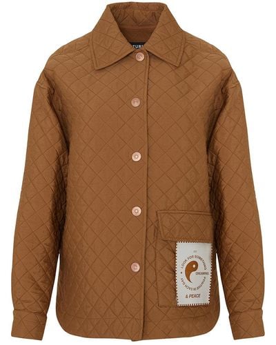 Nocturne Oversized Quilted Jacket - Brown