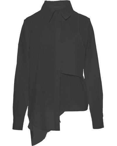BLUZAT Oversized Shirt With Bustier - Black