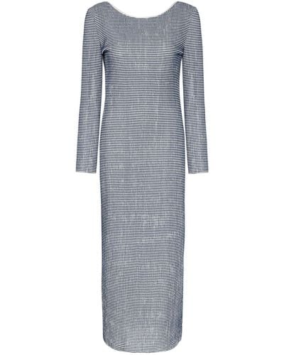 Nocturne Striped Dress With Low Back - Gray