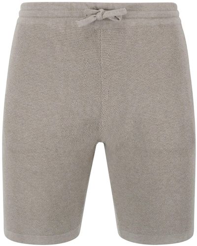 Paul James Knitwear S Heavyweight Cotton Aglio Textured Shorts - Gray